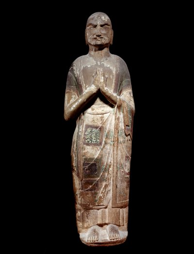 Art chinois : statue représentant un kasyapa, moine disciple de Bouddha. Dynastie Sui (581-618 ap. J.-C.). Paris, Musée Guimet, Musée des Arts Asiatiques - Chinese School