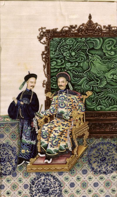 Empereur assis avec un homme - Chinese School
