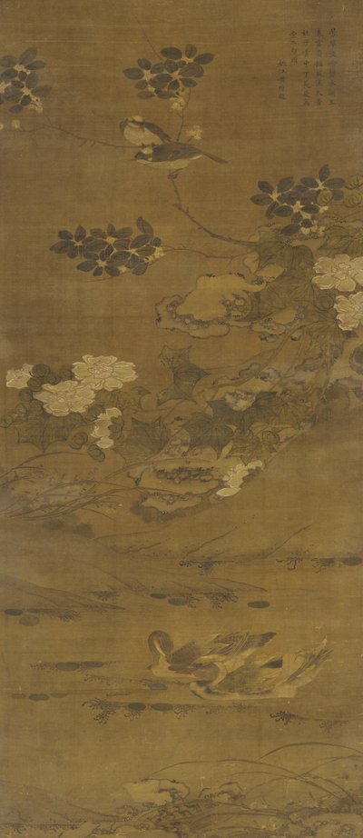 Fleurs, canards et autres oiseaux, dynastie Ming ou Qing, 15e-18e siècle - Chinese School