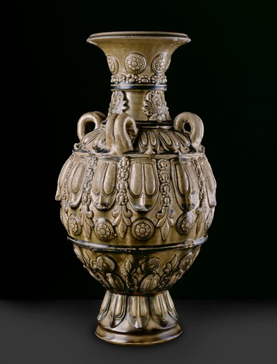 Pot en grès avec décor moulé, site de Yue Kikn, période des Six Dynasties - Chinese School