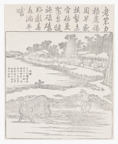 Labourage de la rizière, 18ème siècle - Chinese School
