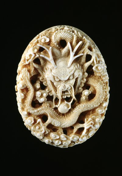 Sceau impérial avec un dragon gardant une perle de sagesse - Chinese School