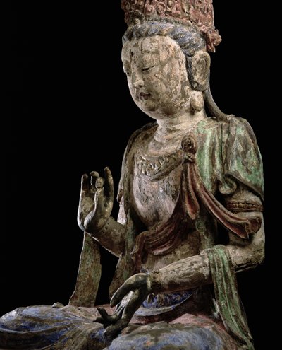 Grand bodhisattva assis avec les mains levées, dynastie Jin (1115-1234) (détail) - Chinese School