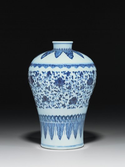 Vase de style Ming, Meiping, peint dans le style du XVe siècle - Chinese School