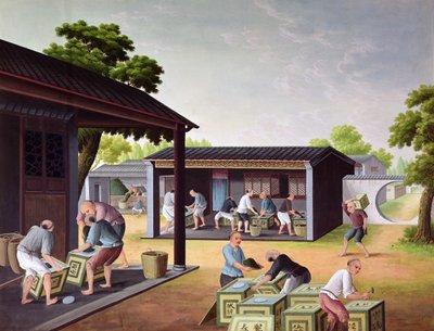Emballage du thé dans des boîtes - Chinese School