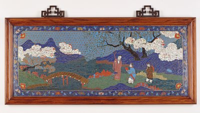 Panneau représentant un paysage chinois, dynastie Ming - Chinese School