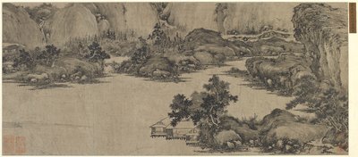 Retraite des érudits sur la rivière, possiblement dynastie Qing - Chinese School