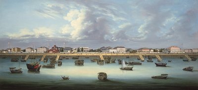 Vue du Bund à Shanghai, vers 1855 - Chinese School