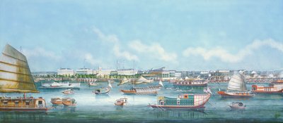Vue du front de mer à Canton, vers 1855 - Chinese School