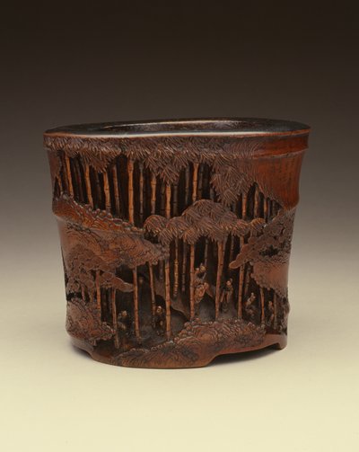 Grand pot à pinceaux avec les Sept Sages de la Forêt de Bambous à leurs activités littéraires dans une forêt de bambous, période Kangxi (1662-1722), dynastie Qing - Chinese School Chinese School