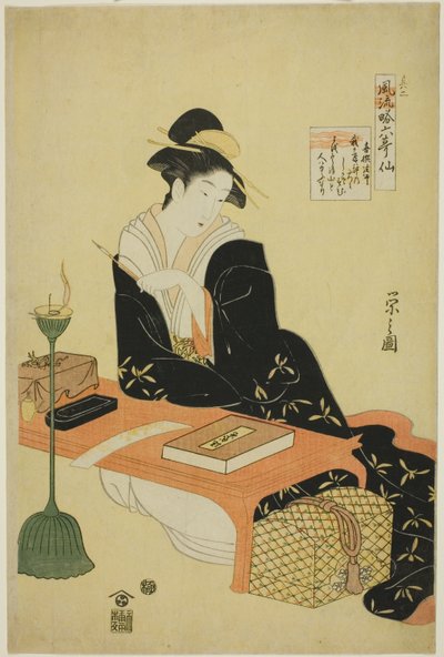 Une élégante parodie des six immortels poétiques (Furyu yatsushi rokkasen) : Le prêtre Kisen - Chobunsai Eishi
