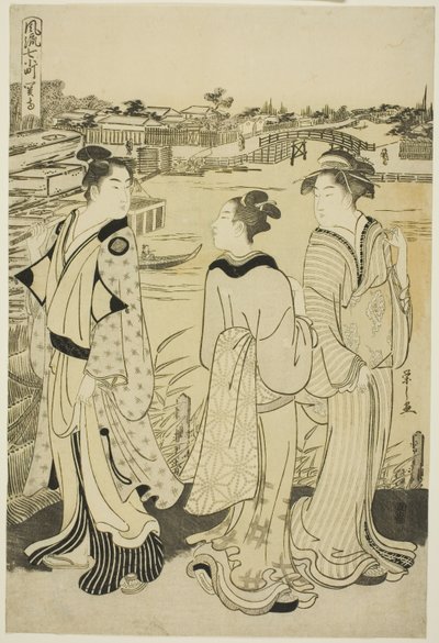 Ono no Komachi au temple de Seki, de la série Les sept Komachi à la mode - Chobunsai Eishi