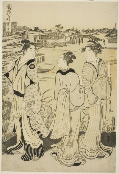Ono no Komachi au temple de Seki, de la série Les Sept Komachi à la mode - Chobunsai Eishi