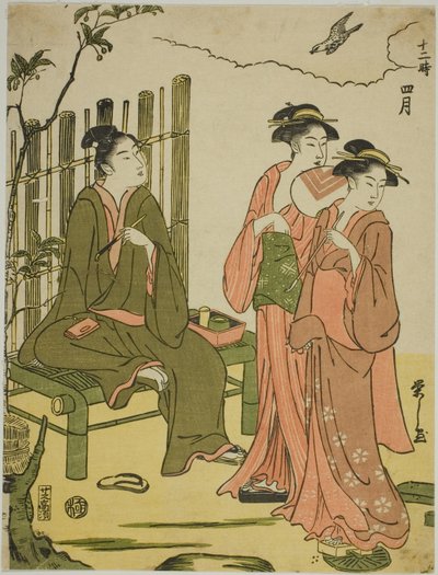 Le quatrième mois (Shigatsu), de la série "Les douze mois (Juni toki)" - Chobunsai Eishi