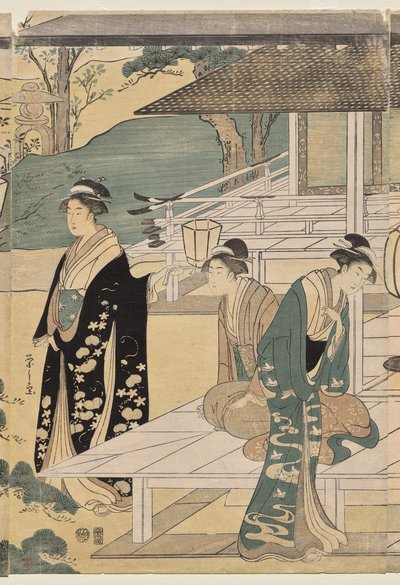 Le chapitre Matsukaze du Conte de Genji (de la série Le Conte de Genji en robe élégante moderne) - Chobunsai Eishi