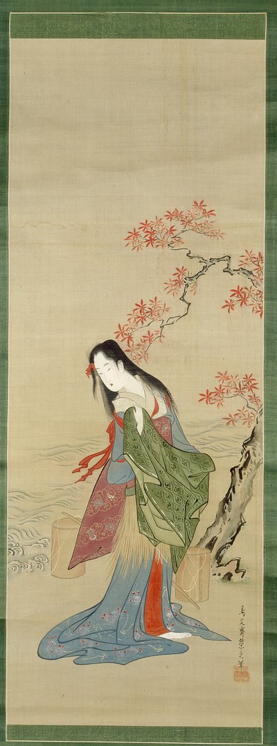 Les demoiselles de sel, Matsukaze avec le manteau de Yukihira - Chobunsai Eishi