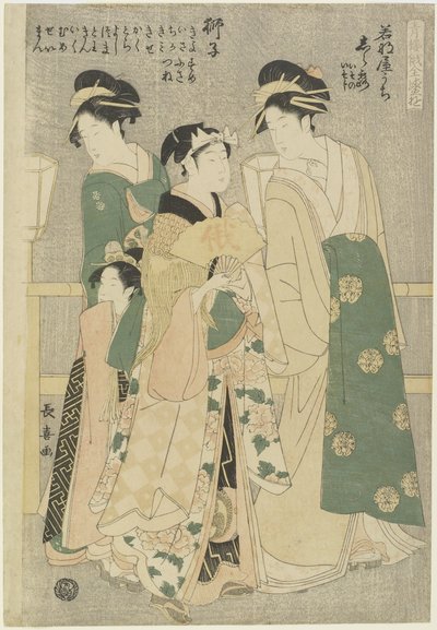 Trois courtisanes de la maison Wakafune-ya : Shiratsuyu, Isono et Isoji, vers 1794 - Choki Eishusai