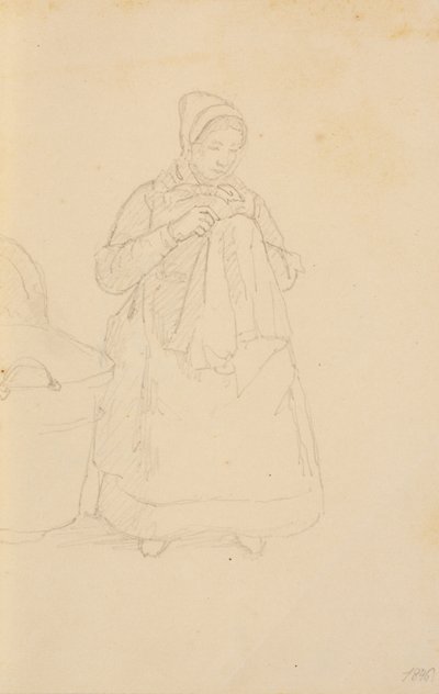Une nourrice assise près d