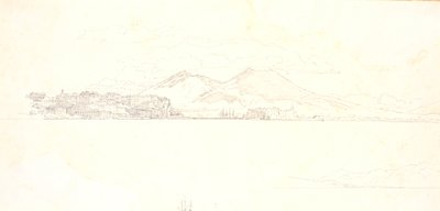Vue de la baie de Naples depuis la Villa Reale. En arrière-plan, le Vésuve - Christen Købke