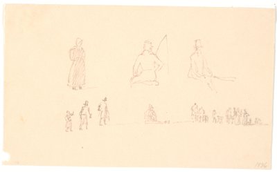 Deux rangées de croquis de figures - Christen Købke