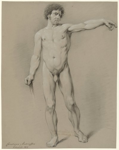 Nu masculin debout, de face, le bras gauche tendu vers la gauche - Christiaan Andriessen