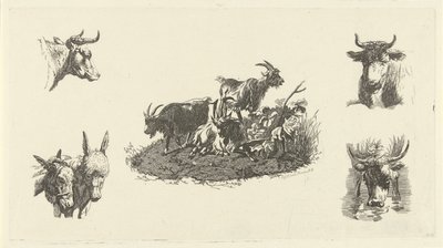 Trois chèvres avec têtes de vaches et d