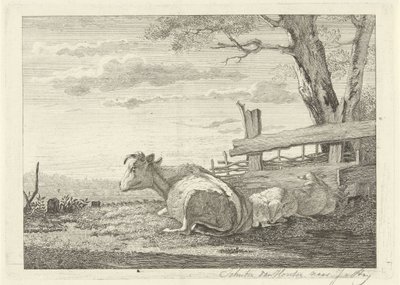 Bétail se reposant dans un paysage - Christiaan Godfried Schutze van Houten