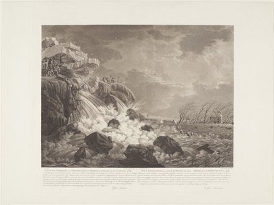 Vue de la rupture de la digue et de l