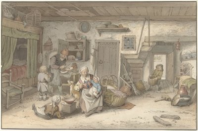 Intérieur avec famille de paysans - Christiaan Josi