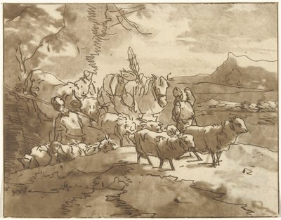 Paysage avec bergers et bétail - Christiaan Josi
