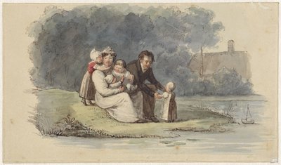 Famille assise au bord de l