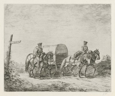 Deux soldats à cheval en route - Christiaan Wilhelmus Moorrees