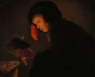 Jeune homme à la chandelle - Christiaen Jansz. Dusart