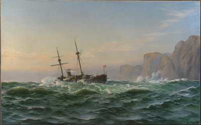 Le cuirassé "Iver Hvitfeldt" passe le cap Stat en route pour Trondheim en été 1893 - Christian Blache