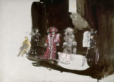 Conception de décor de scène avec figurines pour la première - Christian Bérard