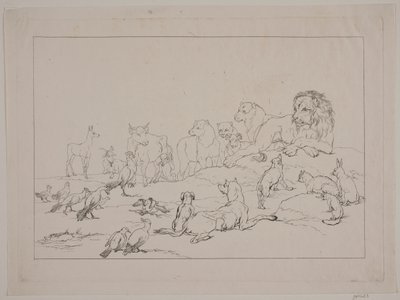 Assemblée des animaux. Illustration de "Reinike Fuchs" - Christian David Gebauer
