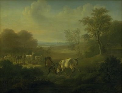 Cerfs dans le parc aux cerfs, en arrière-plan l