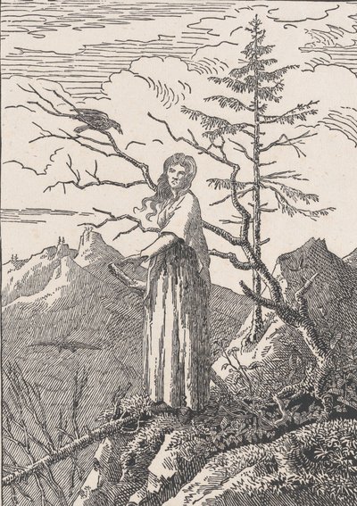 Femme avec un Corbeau Die Frau mit dem Raben am Abgrund - Christian Friedrich