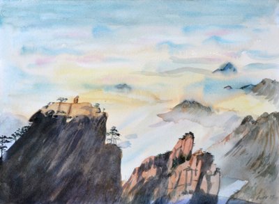 Singe de pierre regardant une mer de nuages, 2015 - Christian Furr