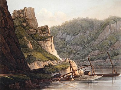 Pêcherie de saumon à Lurley, gravée par T. Sutherland, de 