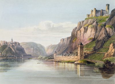 St. Goarshausen, St. Goar et Rheinfels, gravé par T. Sutherland, de 