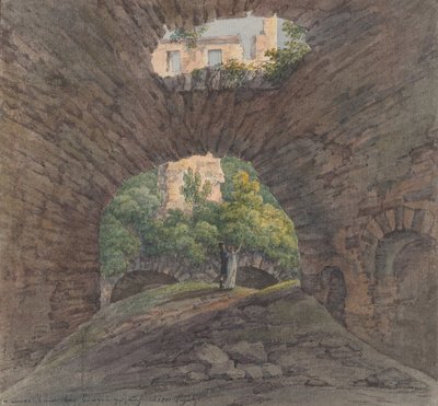 Un jeune couple regardant des ruines près de Bingen - Christian Georg Schutz