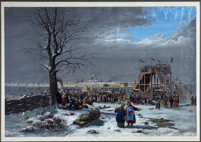 Les montagnes russes sur la Neva près du couvent Smolny à Saint-Pétersbourg - Christian Gottfried Geissler