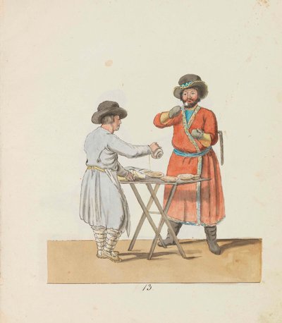 Vendeur de kissel et cocher manorial De la série Les colporteurs de Saint-Pétersbourg, 1799 - Christian Gottfried Heinrich Geissler