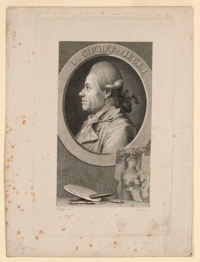 Portrait de Daniele Chodoiecki, Frontispice pour "Neue Bibliothek der schönen Wissenschaften," Leipzig, Allemagne, 1780 - Christian Gottlieb Geyser