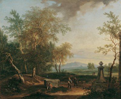 Paysage avec piédestal - Christian Hilfgott Brand