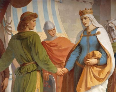 Parzival faisant ses adieux à sa mère, la reine Herzeloyde, du cycle Parzival, Salle des Chanteurs, c.1883-84 - Christian Jank