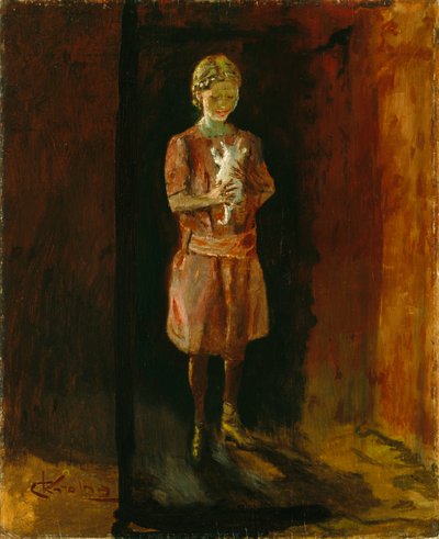 Fille avec chat - Christian Krohg