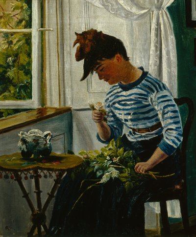 Fille avec des fleurs - Christian Krohg
