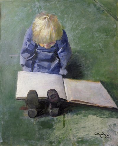 Le petit Ebbe lisant - Christian Krohg